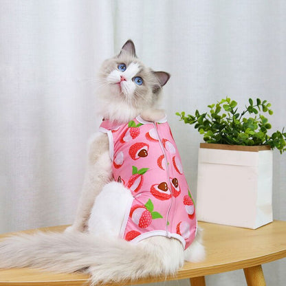 Printing Cat Sterilization Suit Anti-Licking Surgery after Recovery Pet Care Breathable Clothes Spring Summer Cat Clothing